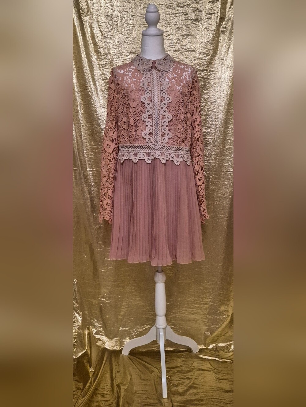 ASOS Dusty Rose Lace Pleated Dress for Women